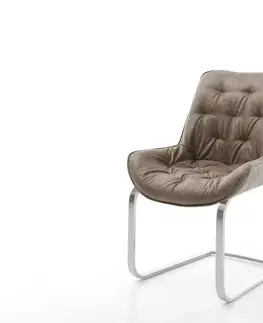 Jedálenské stoličky DELIFE Jedálenská stolička Taimi-Flex mikrovlákno taupe vintage jedálenská stolička plochý nerezová oceľ