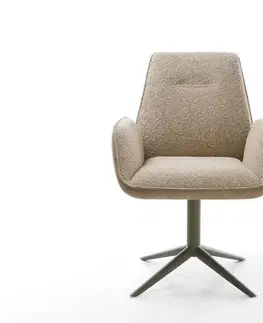 Jedálenské stoličky DELIFE Otočná jedálenská stolička Zoa-Flex zmiešané materiály tmavobéžová podstava efektová titánová farba 360° otočná hojdacia funkcia vrecková pružina
