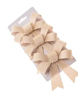 Vianočné dekorácie Set vianočných mašlí 10 x 13 cm, krémová, 3 ks