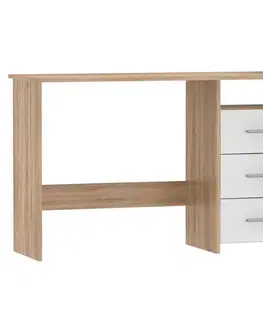 Písacie a pracovné stoly KONDELA Laristote New L/P univerzálny pc stolík dub sonoma / biela