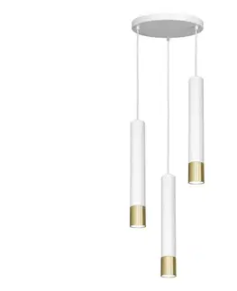 Svietidlá  Luster na lanku NEST 3xGU10/8W/230V biela/zlatá okrúhly 1564