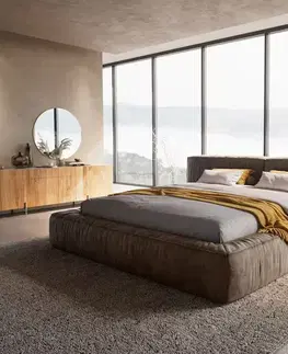 Čalúnené postele DELIFE Čalúnená posteľ Coperti 180x200 cm mikrovlákno taupe vintage