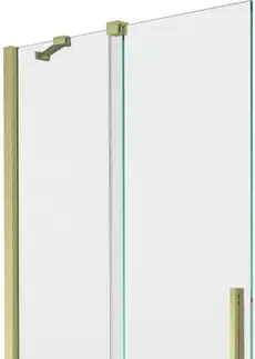 Sprchové dvere MEXEN/S - Velar Dvojkrídlová posuvná vaňová zástena 95 x 150, transparent, zlatá kartáčovaná 896-095-000-01-55