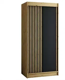 Šatníkové skrine Skriňa Lamelo 100 Dub Artisan/čierna