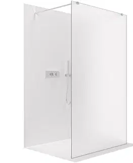 Sprchové dvere CERANO - Sprchová zástena Walk-in Onyx Duo Ľ/P - 8 mm - hranatá vzpera - chróm, mliečne sklo - 90x200 CER-8050BD1867