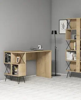 Písacie stoly Písací stôl s knižnicou Extra - Oak