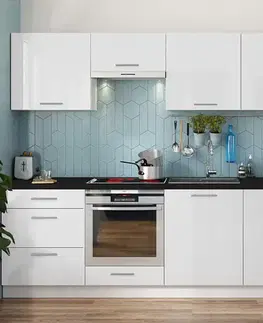 Modulový kuchynský nábytok Kuchynská linka Emilia 240 biela/biela lesk HG