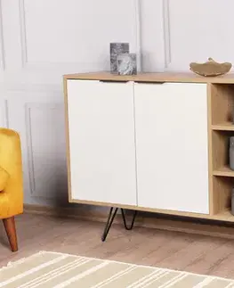 Komody Konzolový stolík Clara Console - Oak, White