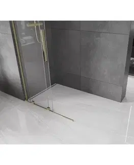 Sprchové dvere MEXEN/S - Velar L Sprchová zástena posuvná Walk-in 100 x 200, transparent 8 mm, zlato 871-100-003-03-50