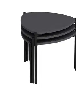 Konferenčné stolíky Sada odkladacích stolíkov (3 kusy) Lenny - Anthracite
