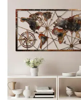 Obrazy  Nástenná dekorácia 120x60 cm mapa sveta kov 891TNL2426