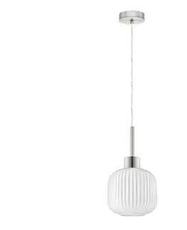 Svietidlá Eglo LED závesné svietidlo na lanku HARMA 1xE27/60W/230V pr. 20 cm matný chróm/biela 1xEG32515+1xNSLA55459