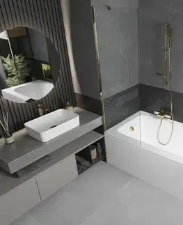 Sprchové dvere MEXEN/S - Vega obdĺžniková vaňa 180 x 80 cm s panelom + vaňová zástena 60, transparent, zlatá 550118080X9506000050