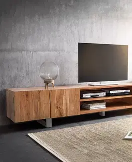 Televízne stolíky DELIFE TV stolík Live-Edge 300 cm akácia prírodná 4 dvierka 2 priehradky