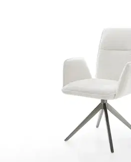 Jedálenské stoličky DELIFE Jedálenská stolička Vinja-Flex bouclé mäkký béžová krížová podstava široká grafitová 360° otočná s hojdacou funkciou