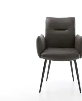 Jedálenské stoličky DELIFE Jedálenská stolička Jova-Flex s opierkami mikrovlákno antracitová vintage 4-nohá zúžená čierna vrecková pružina