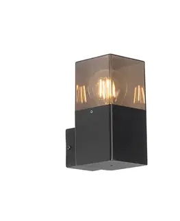Vonkajšie nástenné svietidlá Moderná vonkajšia nástenná lampa čierna IP44 s dymovým sklom - Dánsko