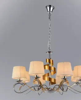 Moderné lampy do obývačky Denis Závesné svietidlo 8x40w E14 Chróm/Zlatá