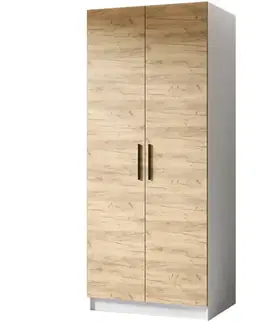 Šatníkové skrine Skriňa Gold 2d Biela/Dub Craft Zlatý