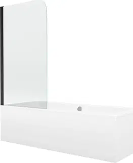 Sprchové dvere MEXEN/S - Cube obdĺžniková vaňa 180 x 80 cm s panelom + vaňová zástena 70, transparent, čierna 550518080X9007017000