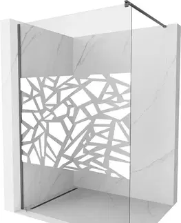 Sprchové dvere MEXEN/S - Kyoto Sprchová zástena WALK-IN 70 x 200, biely vzor 8 mm, grafit metal 800-070-101-95-85