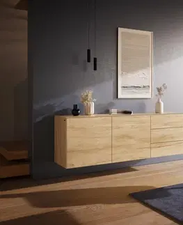 Komody DELIFE Komoda Cuor 180 cm keramika Laminam® Sabbia dubová farba 2 dvierka 3 zásuvky závesná
