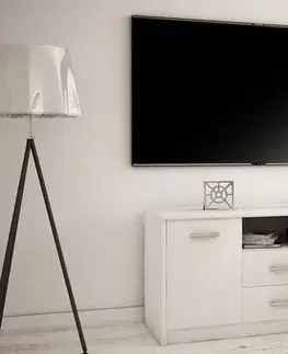 TV stolíky MAREK 029 TV stolík s policami a zásuvkami, biela