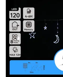 LED osvetlenie  B.V.  - LED solárny vianočný reťazec 120xLED/8 funkcií 3x0,6m 500 mAh IP65 studená biela B10201S6S