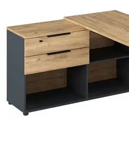 Písacie a pracovné stoly KONDELA Klaudius Typ 8 rohový pc stôl grafit / dub artisan