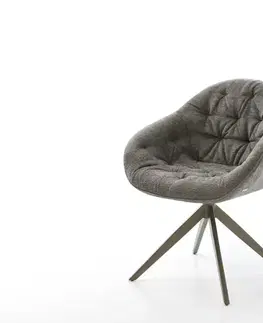 Jedálenské stoličky DELIFE Jedálenská stolička Gaio-Flex bouclé mäkký tmavobéžová krížová podstava široká titánová farba 360° otočná hojdacia funkcia