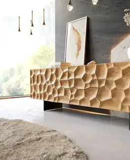 Televízne stolíky DELIFE TV stolík Solu 175 cm dub prírodný 2 dvierka 2 zásuvky závesná kovová podstava čierna 3D čelá
