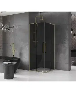 Sprchovacie kúty MEXEN/S - Velar L Duo sprchovací kút, posuvné dvere 100 x 100, grafit, zlato 871-100-100-02-43-50