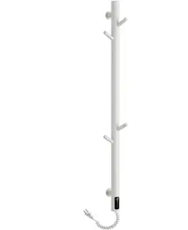Radiátory do kúpeľne CERANO - Elektrický sušiak uterákov Ramus, s displejom - 160W - biela matná - 1400x30 mm CER-683551