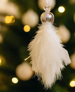 Vianočné dekorácie Závesný anjelik z peria, 17 cm