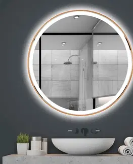 Kúpeľňové zrkadlá Tutumi - Zrkadlo LED 90cm meď kartáčovaná HOM-05494