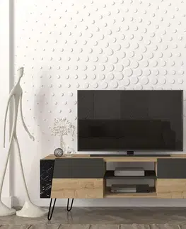 TV stolíky FANTOM TV stolík, sapphire/ čierny mramor/antracit