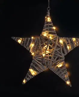 Vianočné dekorácie Solight LED ratanová hviezda, 40x LED, 2x AA, 40 cm
