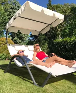 Záhradný nábytok Relaxačné lehátko pre 2 osoby Craftfield Palace,béžové
