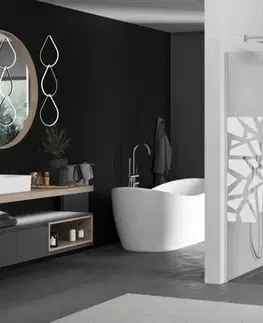 Sprchové dvere MEXEN/S - KIOTO Sprchová zástena WALK-IN 120x200 cm 8 mm, chróm, biely vzor 800-120-101-01-85