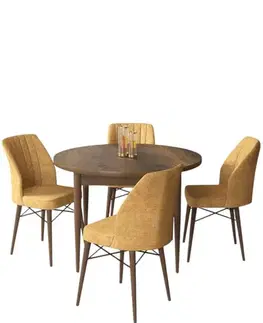 Jedálenské sety Dining Table & Chairs Set (5 Pieces) Rox - Baroque, Cappuccino
