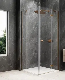 Sprchové dvere POLYSAN - GLOBE COPPER MATT štvorcová sprchová zástena 800x800, číre sklo, pravé GB1080-3215RPG