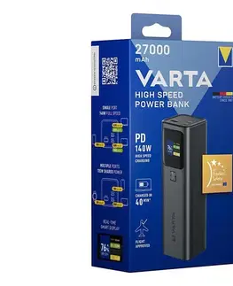 Predlžovacie káble Varta 57984101111 - Powerbanka s LED displejom a technológiou Power Delivery 27000 mAh/140W/3,7V 57984101111