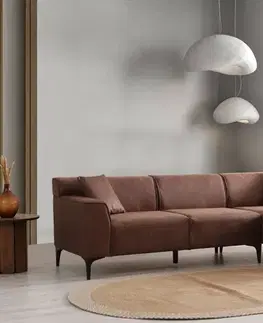 Sedacie súpravy Rohová sedacia súprava / Rohová pohovka New Petra R Corner - Cognac