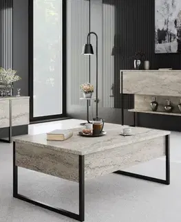 Konferenčné stolíky Konferenčný stolík Luxe - Travertine, Black