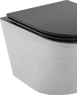 Záchody MEXEN - Lena Závesná WC misa vrátane sedátka s slow-slim, duroplast, čierna mat / strieborný vzor 30224073