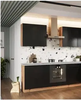 Kompletné kuchynské zostavy Artstolk Rohová kuchynská linka ISABEL | 200-260 cm dub artisan/čierna Prevedenie: bez pracovnej dosky