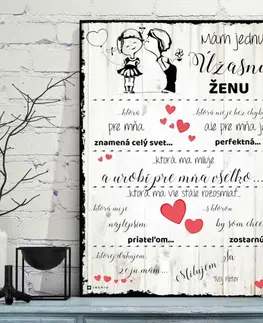 Tabuľky s venovaním (darčeky) Valentínsky darček - Valentínka pre ženu s vlastným podpisom - tabuľka