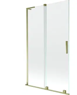 Sprchové dvere MEXEN/S - Velar L dvojkrídlová posuvná vaňová zástena 110 x 150, transparent, zlatá 896-110-003-01-50