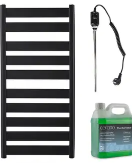 Doplnky do kúpeľne CERANO - Kúpeľňový elektrický radiátorový set Marco - 600W - čierna matná - 1125x550 mm CER-680516