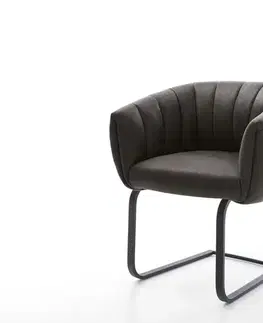Jedálenské stoličky DELIFE Konzolová jedálenská stolička Jada-Flex mikrovlákno antracitová vintage konzolová jedálenská stolička plochá čierna vrecková pružina